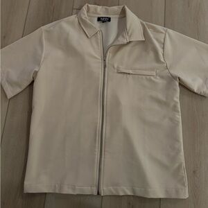 Cream zip up dress shirt